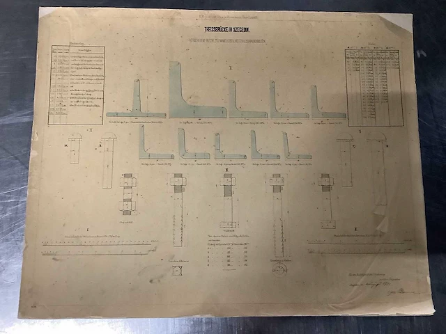 Orginele technische tekeningen thijssbrüke szegedin uit 1858 - afbeelding 10 van  51