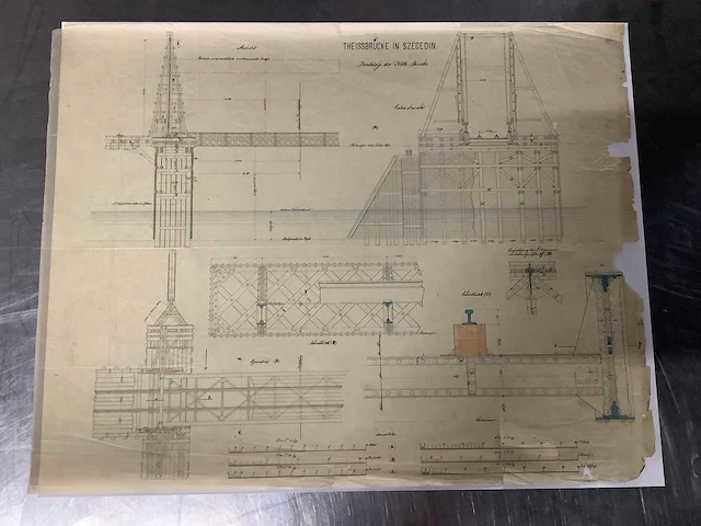 Orginele technische tekeningen thijssbrüke szegedin uit 1858 - afbeelding 20 van  51