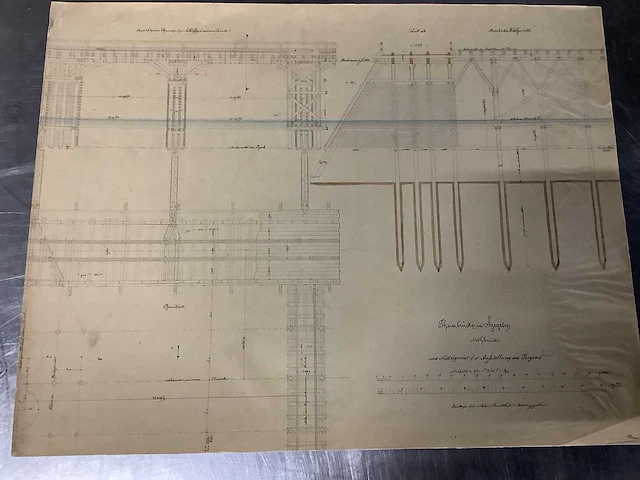 Orginele technische tekeningen thijssbrüke szegedin uit 1858 - afbeelding 21 van  51