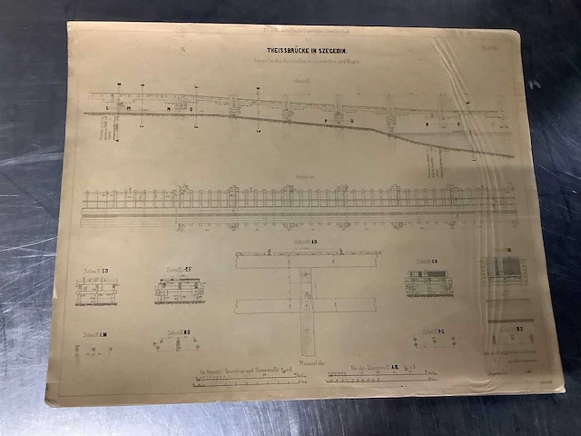 Orginele technische tekeningen thijssbrüke szegedin uit 1858 - afbeelding 22 van  51
