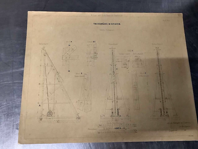 Orginele technische tekeningen thijssbrüke szegedin uit 1858 - afbeelding 32 van  51