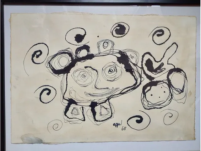 Orginele tekening karel appel handgesignieerd - afbeelding 1 van  6