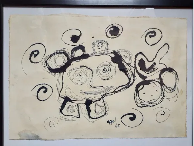 Orginele tekening karel appel handgesignieerd - afbeelding 2 van  6