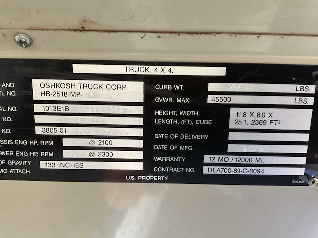 Oshkosh hb2518mp3 legervoertuig - afbeelding 11 van  13