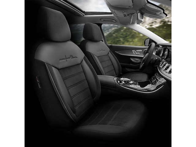 Otom stoelhoezenset comfortline 8 mm leer/textiel zwart 11-delig - afbeelding 2 van  4