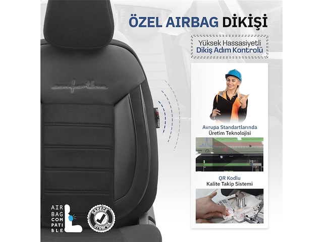 Otom stoelhoezenset comfortline 8 mm leer/textiel zwart 11-delig - afbeelding 4 van  4