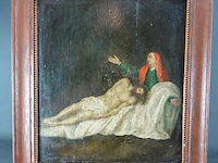Oud olieverfschilderij "de bewening van christus" - afbeelding 2 van  5