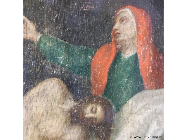 Oud olieverfschilderij "de bewening van christus" - afbeelding 3 van  5