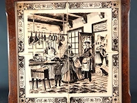 Oud tegeltableau in houten lijst - afbeelding 1 van  5