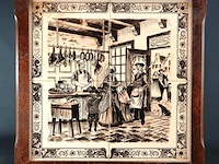 Oud tegeltableau in houten lijst - afbeelding 2 van  5