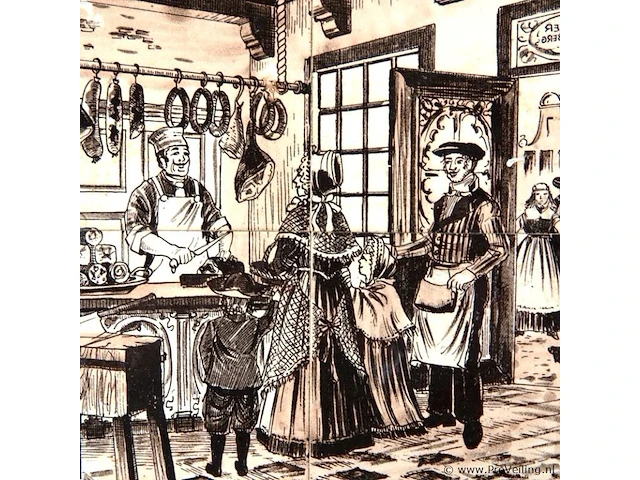 Oud tegeltableau in houten lijst - afbeelding 3 van  5