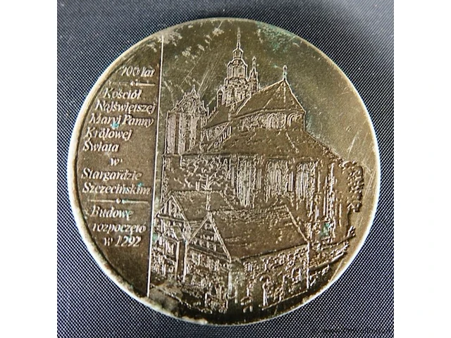 Oude bronzen penning in cassette - afbeelding 3 van  5