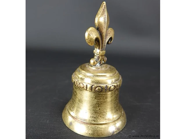 Oude bronzen tafelbel met fleur de lis als handvat - afbeelding 2 van  5