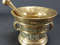 Oude bronzen vijzel met stamper - afbeelding 1 van  5