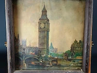 Oude druk big ben in houten lijst - afbeelding 1 van  5