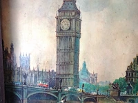 Oude druk big ben in houten lijst - afbeelding 3 van  5