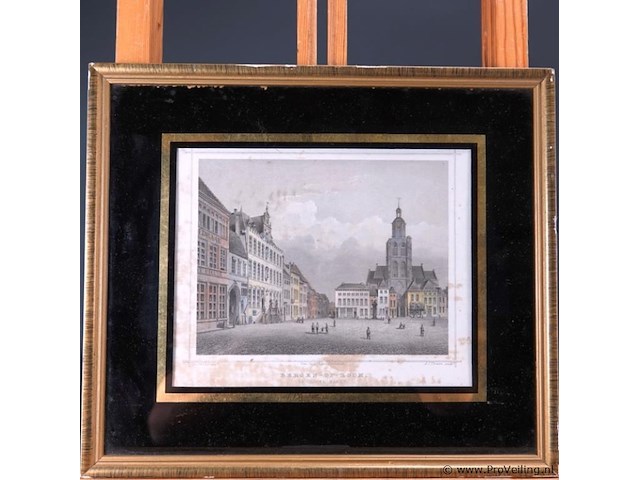 Oude druk de groote markt te bergen-op-zoom - afbeelding 2 van  5