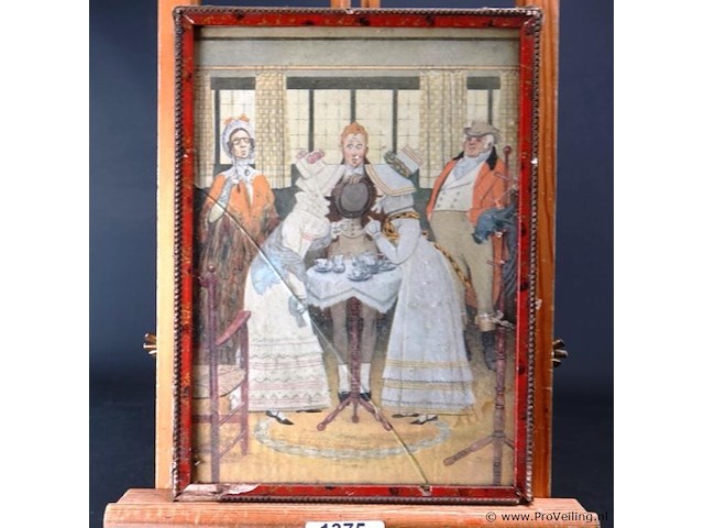 Oude engelse prent in lijst - afbeelding 1 van  5