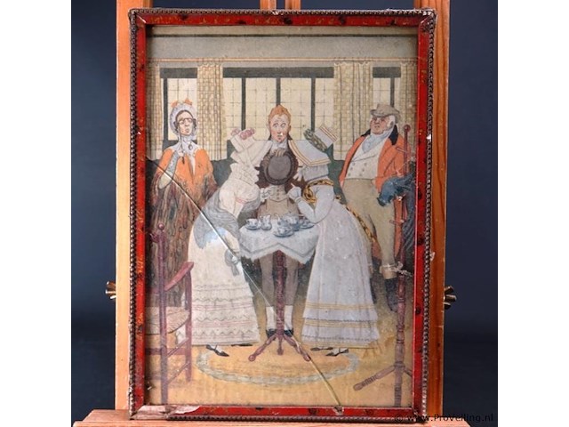 Oude engelse prent in lijst - afbeelding 2 van  5