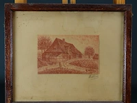 Oude krijttekening. dubbel gesigneerd - afbeelding 1 van  5