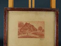 Oude krijttekening. dubbel gesigneerd - afbeelding 2 van  5