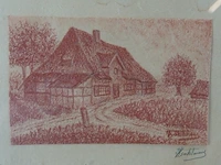 Oude krijttekening. dubbel gesigneerd - afbeelding 3 van  5