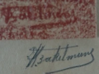 Oude krijttekening. dubbel gesigneerd - afbeelding 4 van  5