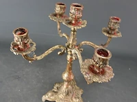 Oude messing kandelaar - afbeelding 3 van  5