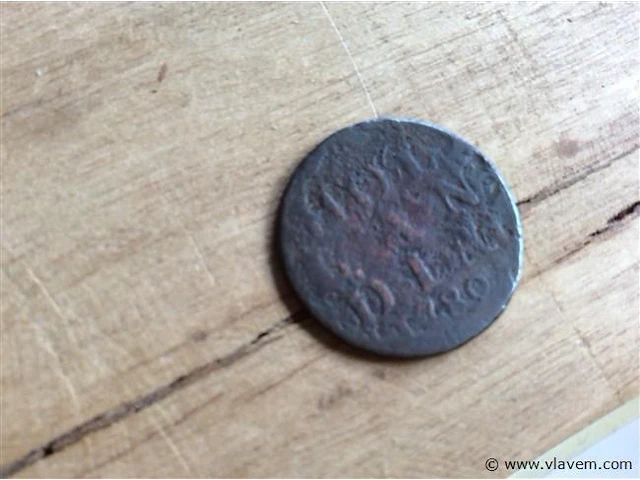 Oude munt hollandia 1780 - afbeelding 2 van  3