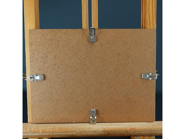 Oude naïeve tekening achter glas en in oude lijst - afbeelding 5 van  5