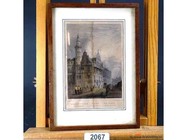 Oude prent stadhuis den haag - afbeelding 1 van  5