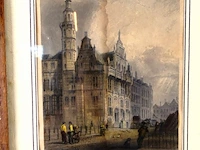 Oude prent stadhuis den haag - afbeelding 3 van  5