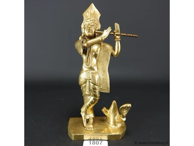 Oude vergulde krishna figuur - afbeelding 1 van  5