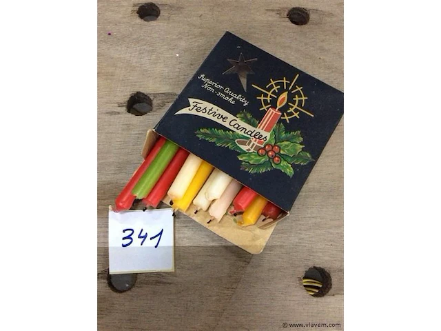 Oude vintage kerstkaarsen - afbeelding 1 van  2