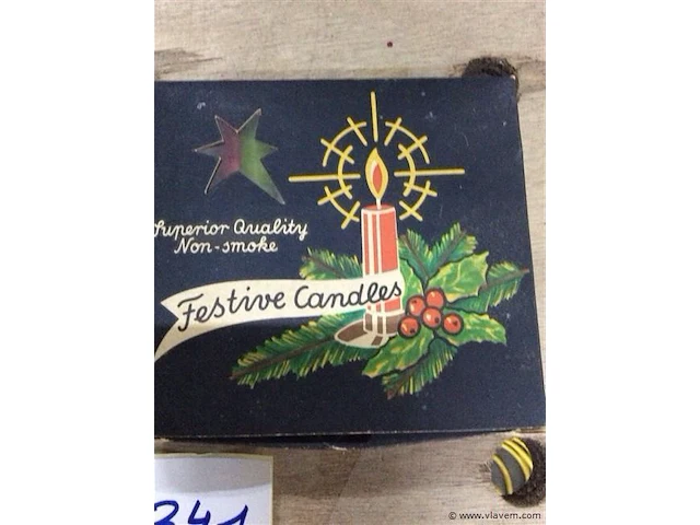 Oude vintage kerstkaarsen - afbeelding 2 van  2