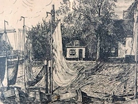 Oude/antieke ets zierikzee gesigneerd - afbeelding 2 van  5