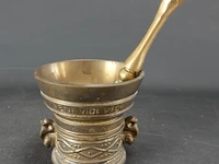 Oude/antieke?. vijzel met stamper - afbeelding 1 van  5