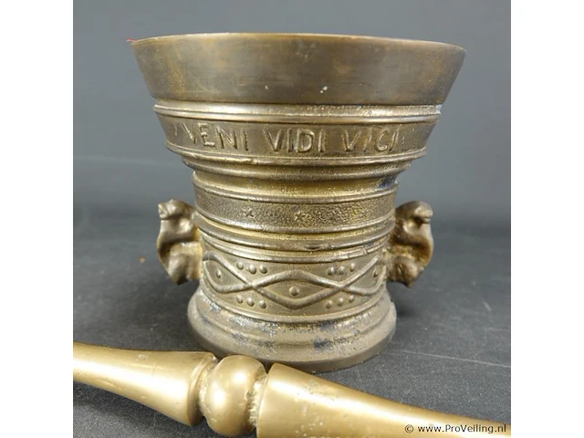 Oude/antieke?. vijzel met stamper - afbeelding 3 van  5