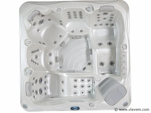 Outdoor spa 5-persoons 210x210x90 cm - wit bad met zwarte zijkant - incl. bluetooth - afbeelding 1 van  14