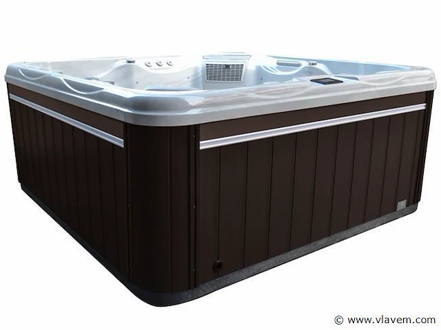 Outdoor spa 7-persoons 260x220 cm - zwart bad / grijze zijkant - incl. bluetooth & wifi - afbeelding 2 van  7