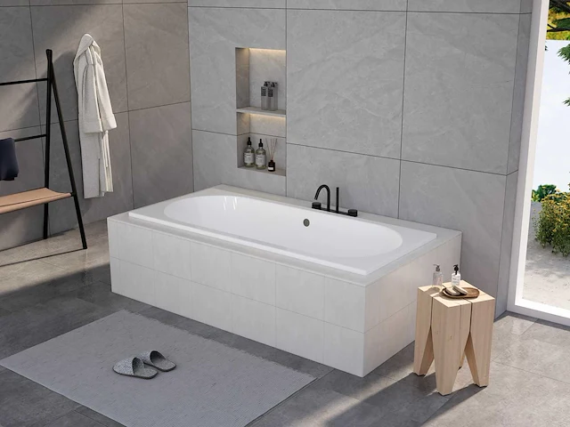 Oval ligbad 180x80cm acryl duo glans wit - afbeelding 1 van  4