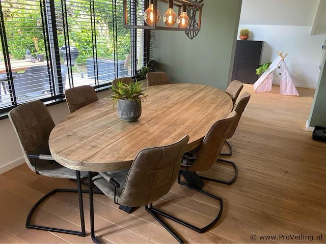 Ovale eettafel met matrix onderstel - 200 x 100 cm - afbeelding 1 van  3