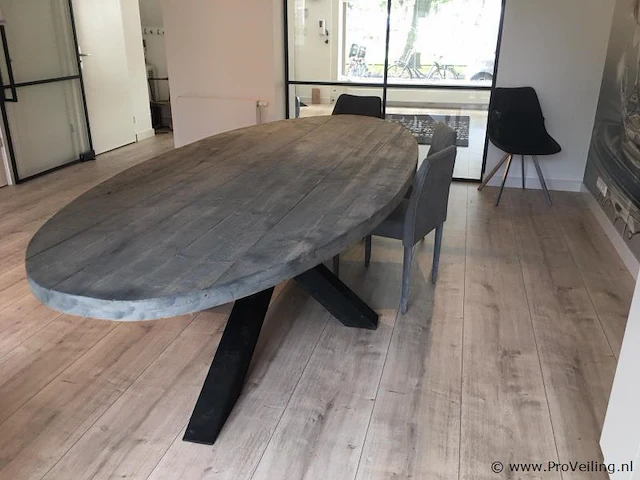 Ovale eettafel met matrix onderstel - 200 x 100 cm - afbeelding 3 van  3