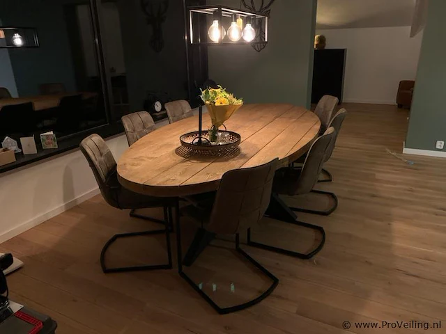 Ovale eettafel met matrix onderstel - 250 x 110 cm - afbeelding 1 van  3