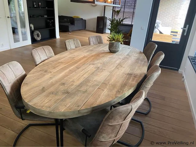 Ovale eettafel met matrix onderstel - 300 x 120 cm - afbeelding 2 van  3