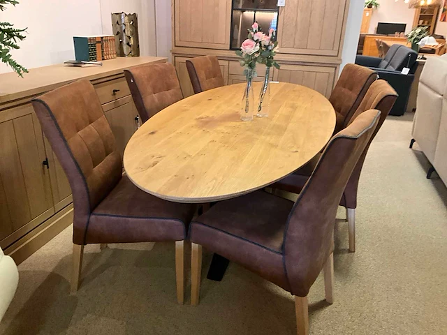 Ovale eiken eetkamertafel - afbeelding 3 van  7