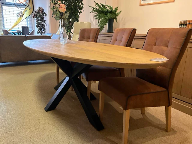 Ovale eiken eetkamertafel - afbeelding 4 van  7