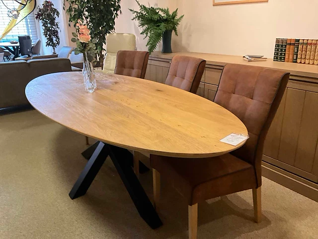 Ovale eiken eetkamertafel - afbeelding 5 van  7