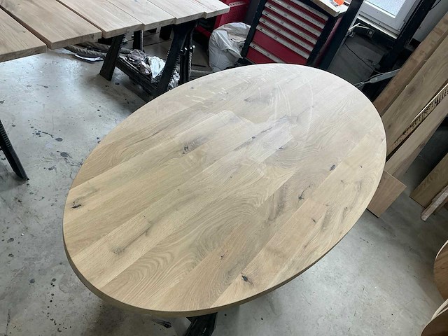 Ovale eikenhout tafelblad 2000x1000 (6x) - afbeelding 2 van  5