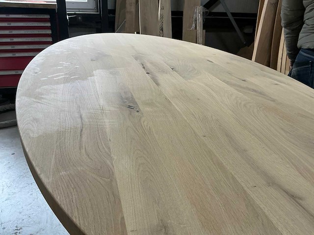Ovale eikenhout tafelblad 2000x1000 (6x) - afbeelding 3 van  5